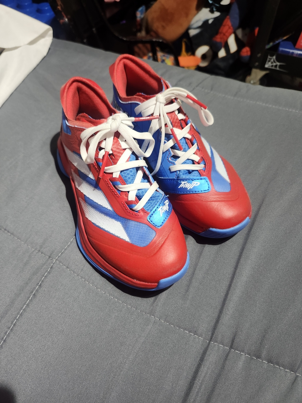 adidas Kids Red, Blue and White High-Top Sneakers